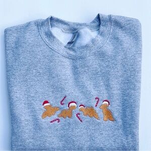 Christmas Dino Chicken nugget Embroidered Sweater
